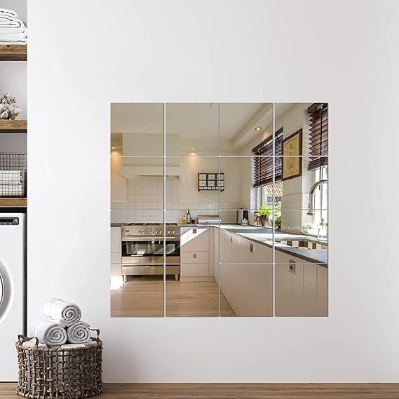 ORYZEN DIY Square Mirror Wall Stickers Grid Set - Image 5