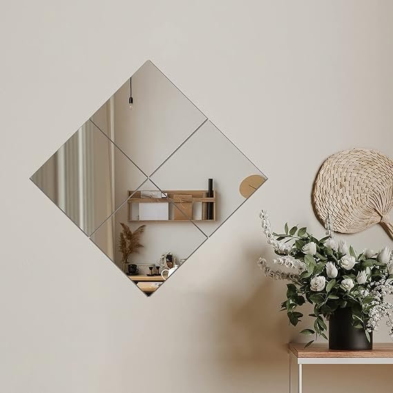 ORYZEN DIY Square Mirror Wall Stickers Grid Set - Image 2