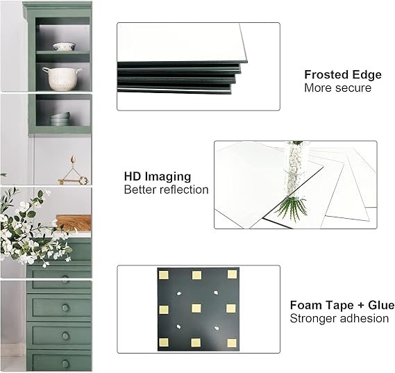 ORYZEN DIY Square Mirror Wall Stickers Grid Set - Image 3